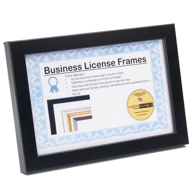 8.5 x 3.5 inches Simple White Wood Business/Cosmetology License Frame 